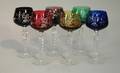 1 Six 6 Varied Colored CutToClear Wine Goblets