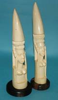 75 TWO CARVED IVORY TUSKS