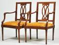 PAIR OF NEOCLASSICAL WALNUT ARM CHAIRS