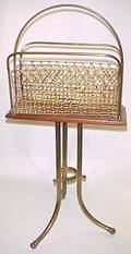 404 Brass and Wood Tripod Magazine Rack