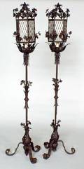 86 PR OF MIZNER STYLE WROUGHT IRON TORCHIERES