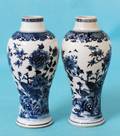 118 PAIR OF BLUE AND WHITE EXPORT PORCELAIN VASES