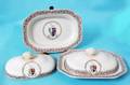 82 PR ARMORIAL PORC ENTRE DISHES  COVERS