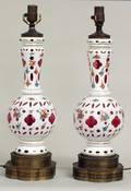 1129 PAIR OF OVERLAY GLASS LAMPS