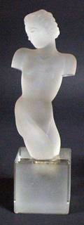 87 MOLDED AND FROSTED GLASS FIGURE OF A NUDE