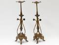 PAIR OF BRASS TULIP CANDLE HOLDERS
