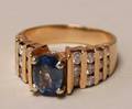 1099 14K YELLOW GOLD SAPPHIRE  DIAMOND RING