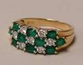 1101 14K GOLD DIAMOND AND EMERALD RING