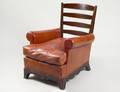 MAHOGANY AND LEATHERETTE OCEAN LINERS DECK ARM CHAIR