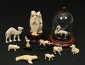 GROUP OF TEN IVORY FIGURES OF ANIMALS