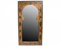 METAL MOUNTED AND BONE INLAID WOOD MIRROR