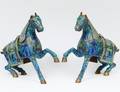 PAIR OF MING STYLE CLOISONNE ENAMEL SADDLED HORSES