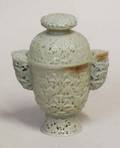 217 INTRICATELY CARVED WHITE JADE VASE  COVER