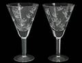 SET OF FOURTEEN ETCHED GLASS WINE GOBLETS