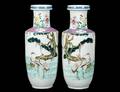 GOOD PAIR OF FAMILLE VERTE PORCELAIN VASES