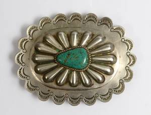 NATIVE AMERICAN NICKEL SILVER OLD PAWN BELT BUCKLE