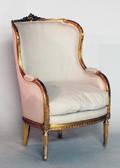 197 LOUIS XVI STYLE CARVED AND GILTWOOD BERGERE