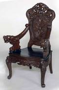 213 CARVED AND PAINTED DRAGON ARM CHAIR