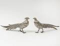 PAIR OF SILVERED METAL PHEASANTS