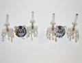 PAIR OF TWO LIGHT GLASS SCONCES