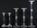 GROUP OF FIVE GLASS CANDLESTICKS