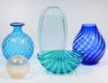 GROUP OF FIVE ITALIAN ART GLASS VASES