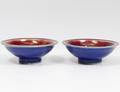PAIR OF FLAMBE GLAZED PORCELAIN BOWLS