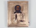 RUSSIAN GILT METAL ICON OF CHRIST PANTOCRATOR