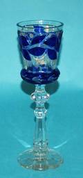 285 BLUE OVERLAY GLASS GOBLET