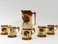 SIX PIECE POTTERY PITCHER AND MUG SET