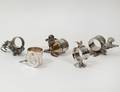GROUP OF FIVE VICTORIAN SILVER PLATED NAPKIN RINGS