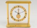 LE COULTRE BRONZE AND GLASS DESK CLOCK