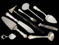 GROUP OF NINE STERLING SILVER  SILVER PLATED FLATWARE