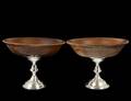 PAIR OF STERLING SILVER AND WOOD COMPOTES