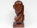 MIDCENTURY CARVED MAHOGANY HEAD OF A MAN