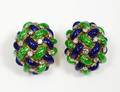 PAIR OF EIGHTEEN KARAT GOLD ENAMEL AND DIAMOND EAR