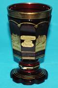 15 GILT DEC TOPOGRAPHICAL RUBY GLASS GOBLET