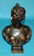10 PATINATED BRONZE BUST OF A FEMALE