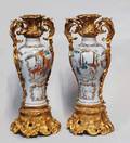 60 PR ORMOLU MOUNTED FAMILLE ROSE PORC VASES