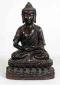 1057 PATINATED BRONZE FIGURE OF BUDDHA