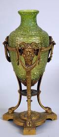 1037 EMPIRE STYLE GILT BRONZE AND GLASS VASE