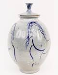 Large Abstracted Nude Modern Lidded Pottery Jar