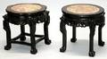 292 Pair of Carved Chinese Tables with Marble Tops
