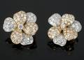 JOAN COLLINS PAIR OF DIAMOND FLOWER EAR CLIPS DESIGNED IN 18K GOLD