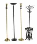 JOAN COLLINS THREE GOLD AND BLACK TORCHIERE FLOOR LAMPS