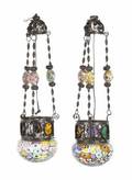 PAIR OF MURRINE PENDANT CHANDELIERS