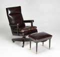 COGNAC LEATHER SWIVELING EXECUTIVE CHAIR