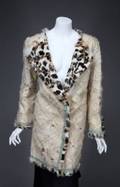 CHER GIANNI VERSACE CHEETAHPATTERN LINED COAT WITH SNAKESKIN EDGING