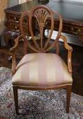 PAIR OF HEPPLEWHITE STYLE SHIELD SHAPED ARMCHAIRS