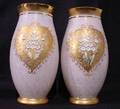 3374 Pair Italian Glass Vases with Applied Flower